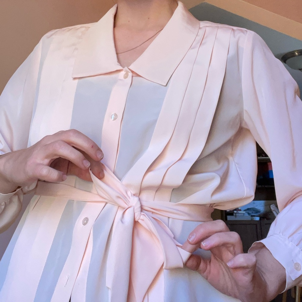 Light Pink Button-Up Blouse